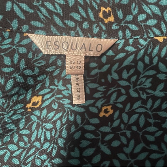 Esqualo green multi print semi sheer blouse size 12 - Picture 6 of 13
